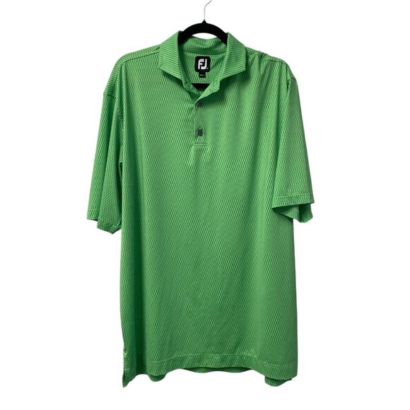 FOOTJOY POLO SHIRT GREEN SUMMER GOLF STRETCH PERFORMANCE MENS XL ABSTRACT PRINT - Picture 1 of 9